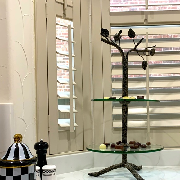 Other - Like New double tiered glass cupcake quiche hors d'oeuvre stand +perching branch